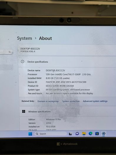 Dynabook Portege X30L 13.3" FHD i7-1260P (12th Gen) 8GB 500GB SSD Windows 11 Pro, Blue - Intel iRIS Xe Graphics