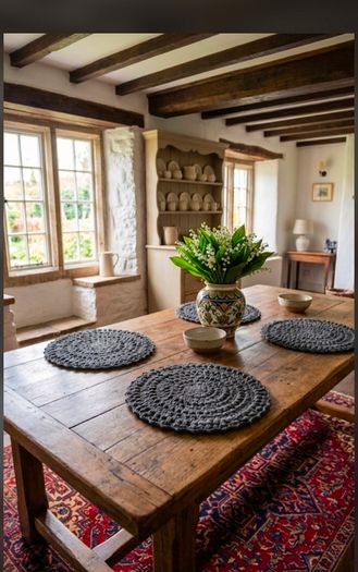 Max Studio Grey crochet large place mats table mats