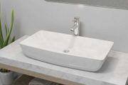 Bathroom Basin with Mixer Tap Ceramic Rectangular White