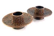Mid Century Brutalist Bronze Candlesticks