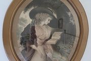 Antique Print of a Victorian Girl Reading Framed
