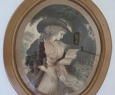 Antique Print of a Victorian Girl Reading Framed