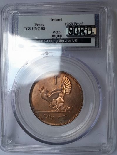 Proof Ireland 1d Penny 1968 Very Scarce in this Grade and colour