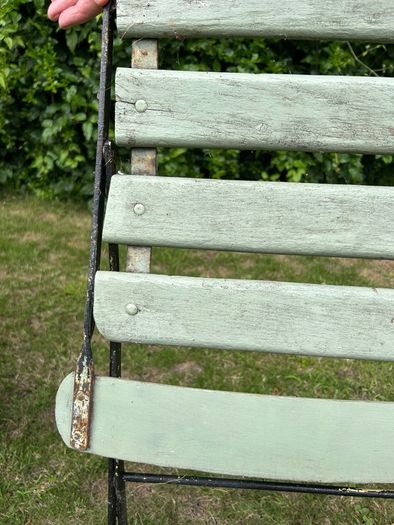 Pair of 1930s Vintage Green Folding Garden Chairs