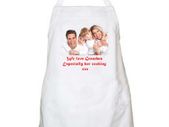 Personalised aprons photo and message with on it