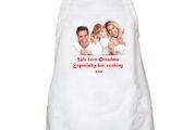 Personalised aprons photo and message with on it