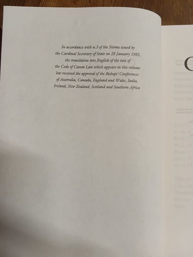 Rare Find. Canon Law: Letter and Spirit