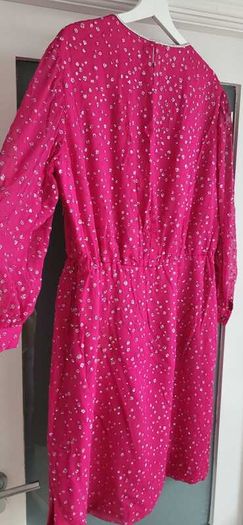Vintage Hot Pink with Gold metallic Floral Dots Sz 12 UK