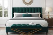 Green Velvet Bench with Gold X-Frame