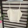 top forever 21 tiered ivory cropped camisole top size large Image 2