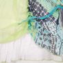 Sophie B Blue Green Abstract Patchwork Sheer Layered Pleated Hem Midi Dress 14UK/42EU Image 5