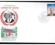 1982 Ireland Centenary of the Birth of Eamon DeValera Private First Day Cover with Bru Ri Cancel First Day Cover (FDC)