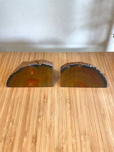 Set of Vintage Brown Agate Bookends Home Decor