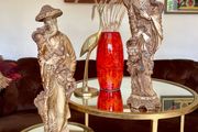 Vintage Oriental Resin Sculptured Figures Traditional Attire 1970s