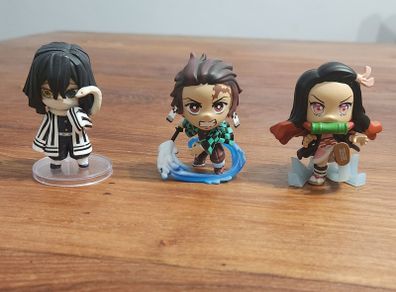 Demon Slayer mini figures x3 - Obanai Iguro, Tanjiro & Nezuko Kamado