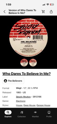 The Believers who dares to believe in me? 12" vinyl