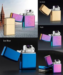 USB Rechargeable Flameless Electric Double Arc Windproof Cigarette Lighter