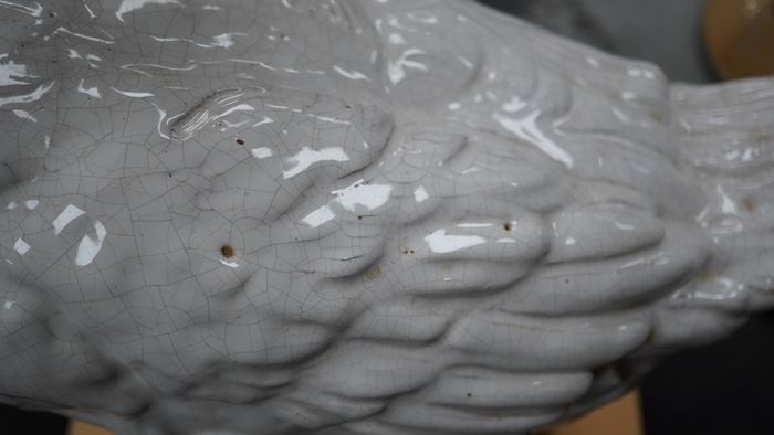 Large Antique French Glazed Terracotta Goose