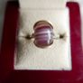Vintage Sterling Silver 925 Purple Striped Agate Ring size P - 2,82g Image 2