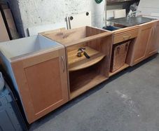 Wood Kitchen Base Units with Sink