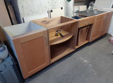 Wood Kitchen Base Units with Sink