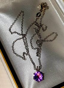 Pristine Hallmarked Silver 18" Chain with Amethyst
