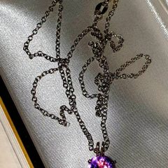 Pristine Hallmarked Silver 18" Chain with Amethyst