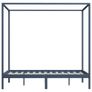 Canopy Bed Frame Grey Solid Pine Wood 140x200 cm Image 2