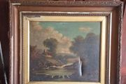 Very Old Framed Signed Landscape Painting As Is