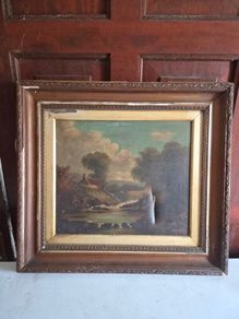 Very Old Framed Signed Landscape Painting As Is
