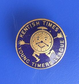 KENTISH TIMES YOUNG TIMERS LEAGUE (children's newspaper club) - a vintage membership enamel badge (1930's)