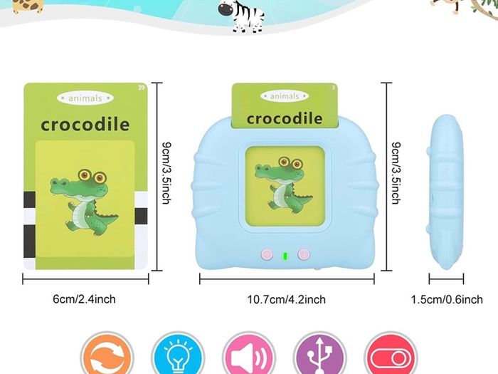 Talking Flash Cards Educational Toys for Toddlers 1-6 Years Old Preschool Learning Toys for Boys Girls 112 Pcs Double-Side Cards 224 Words Reading Toy for Kids Christmas Birthday (Blue/Pink)
