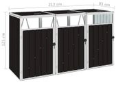 Triple Garbage Bin Shed Brown 213x81x121 cm Steel