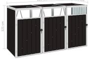 Triple Garbage Bin Shed Brown 213x81x121 cm Steel