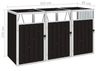 main image for ad Triple Garbage Bin Shed Brown 213x81x121 cm Steel