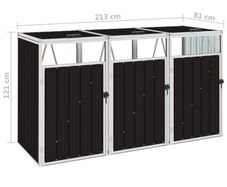 Triple Garbage Bin Shed Brown 213x81x121 cm Steel