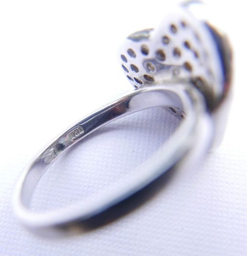 Vintage Sterling Silver 925 Cubic Zirconia Heart Set ring and chain with pendant 12,24g - lent 24" - size O