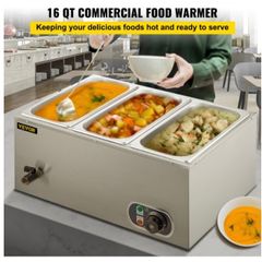3 Pan Electric Catering Food Warmer Steam Table Stainless Steel Adjustable Temperature Buffet Restaurant 220v