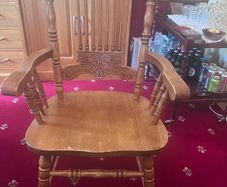 Oak dining chair set with carving embellishment
