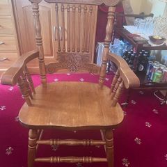 Oak dining chair set with carving embellishment