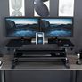 107cm Height Adjustable Stand Up Desk Converter, V Series, Quick Sit to Stand Tabletop Dual Monitor Riser Workstation, Black Image 8