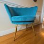 Turquoise velvet shell chair Image 2
