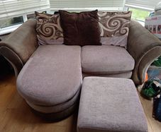 2 seater couch with storage ottomon