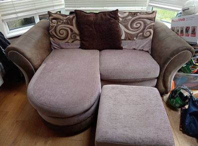 2 seater couch with storage ottomon