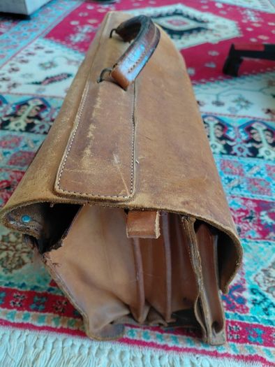 Vintage French leather briefcase