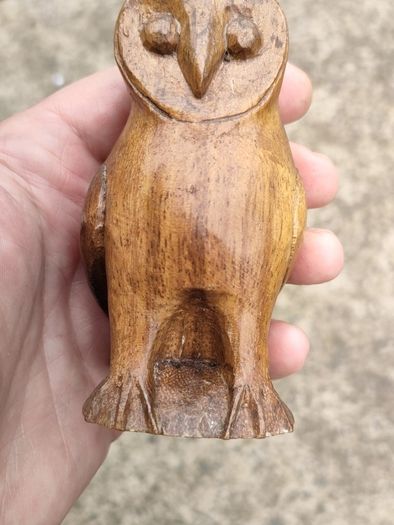 Hardwood carved Tawny owls