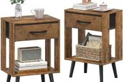 Bedside Table with Drawer Set of 2, 40 x 30 x 60.3 cm