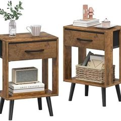 Bedside Table with Drawer Set of 2, 40 x 30 x 60.3 cm