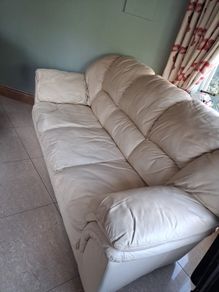 Genuine leather cream sofa