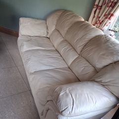 Genuine leather cream sofa